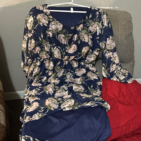 Pinkblush Black Floral Long Sleeve Dress - Picture 3 of 4